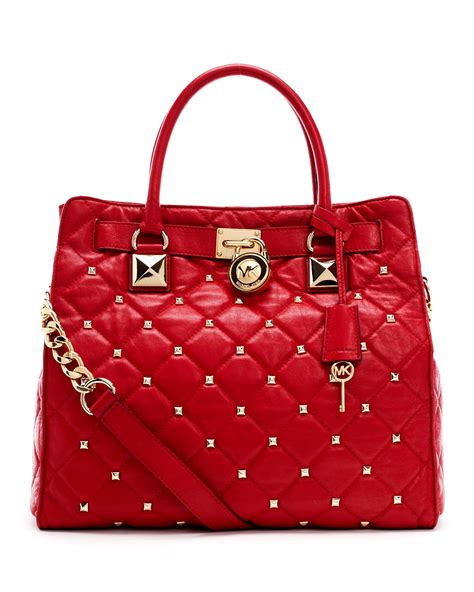 michael kors hamilton studded quilted tote|Michael Kors large satchel handbag.